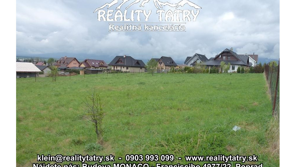 Stavebný pozemok 1458 m2 s nádherným výhľadom na V. Tatry vo Veľkej Lomnici blízko centra obce - ODPORÚČAME !!!