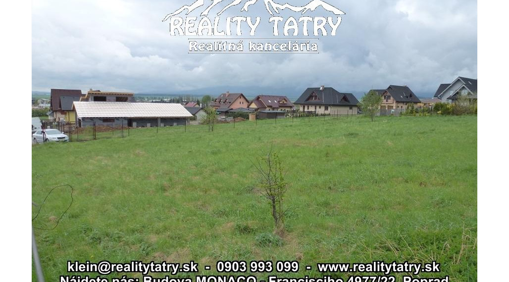 Stavebný pozemok 1458 m2 s nádherným výhľadom na V. Tatry vo Veľkej Lomnici blízko centra obce - ODPORÚČAME !!!